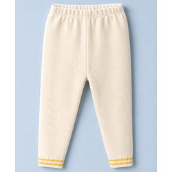 Babyhug Knit Full Sleeves Striped Sweater Set - Offwhite