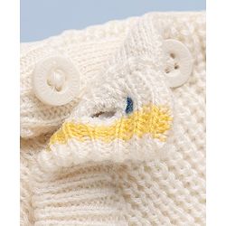Babyhug Knit Full Sleeves Striped Sweater Set - Offwhite