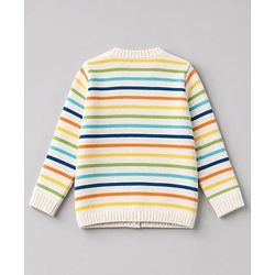 Babyhug Knit Full Sleeves Striped Sweater Set - Blue