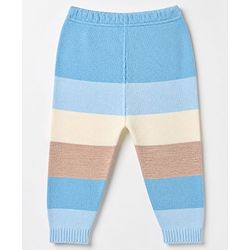 Babyhug Knit Full Sleeves Sweater Set with Striped Print in Blue