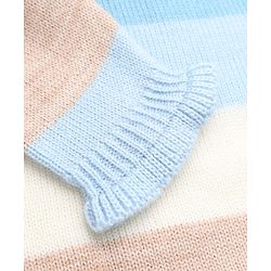 Babyhug Knit Full Sleeves Sweater Set with Striped Print in Blue