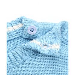 Babyhug Knit Full Sleeves Sweater Set with Striped Print in Blue
