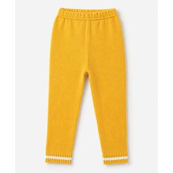 Babyhug Knit Full Sleeves Sweater Set with Tiger Patch - Yellow