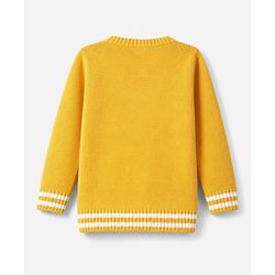 Babyhug Knit Full Sleeves Sweater Set with Tiger Patch - Yellow