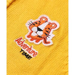 Babyhug Knit Full Sleeves Sweater Set with Tiger Patch - Yellow