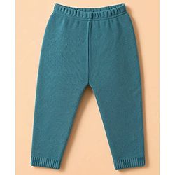 Babyhug Knit Full Sleeves Striped Sweater Set - Teal Blue