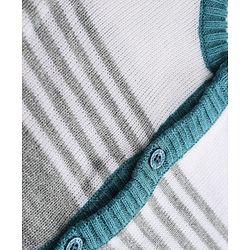 Babyhug Knit Full Sleeves Striped Sweater Set - Teal Blue