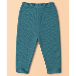 Babyhug Knit Full Sleeves Striped Sweater Set - Teal Blue