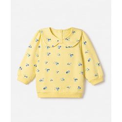 Babyhug 100% Cotton Knit Full Sleeves Heavy Gauge Sweatshirt With Floral Print - Yellow