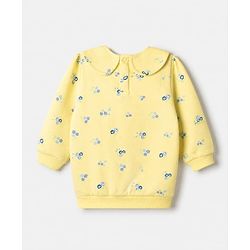 Babyhug 100% Cotton Knit Full Sleeves Heavy Gauge Sweatshirt With Floral Print - Yellow