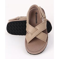 Cute Walk by Babyhug Velcro Closure Solid Sandal in Beige
