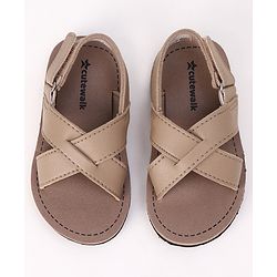 Cute Walk by Babyhug Velcro Closure Solid Sandal in Beige