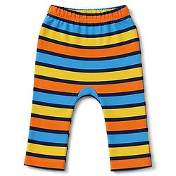 Babyhug 100% Cotton Interlock Knit Full Length Striped Diaper Leggings with Animal Print Pack of 3 - Yellow, Navy Blue & Red