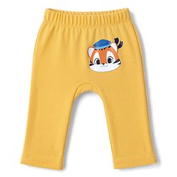 Babyhug 100% Cotton Interlock Knit Full Length Striped Diaper Leggings with Animal Print Pack of 3 - Yellow, Navy Blue & Red