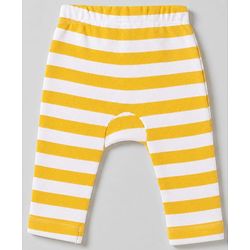 Babyhug 100% Cotton Interlock Knit Full Length Striped Diaper Leggings With Fruit Print Pack of 3 - Yellow, White & Red