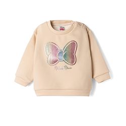 Babyhug Disney Fleece Knit Full Sleeves Winter Wear Suit With Minnie Mouse Foil Print- OffWhite
