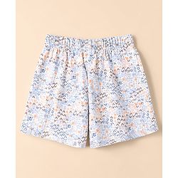 Babyhug 100% Cotton Jersey Knit Mid Thigh Shorts With Floral & Text Print Pack of 3 - White, Peach & Light Blue