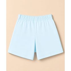Babyhug 100% Cotton Jersey Knit Mid Thigh Shorts With Floral & Text Print Pack of 3 - White, Peach & Light Blue