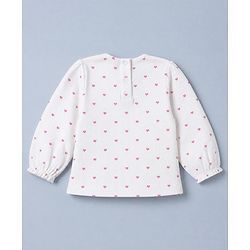 Babyhug Cotton Knit Frock with Inner Tee with Full Sleeves and Bear Patch & Text Embroidery in Pink