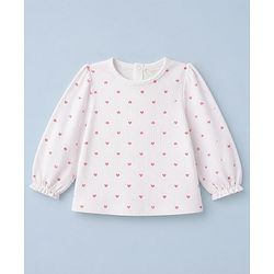 Babyhug Cotton Knit Frock with Inner Tee with Full Sleeves and Bear Patch & Text Embroidery in Pink