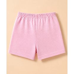 Babyhug 100% Cotton Jersey Knit Mid Thigh Floral & Polka Dots Printed Shorts With Bow Applique Pack Of 3 - Purple White & Pink