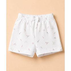 Babyhug 100% Cotton Jersey Knit Mid Thigh Floral & Polka Dots Printed Shorts With Bow Applique Pack Of 3 - Purple White & Pink
