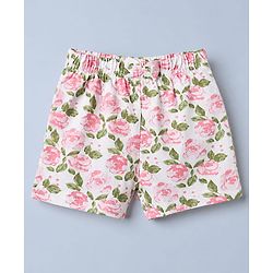Babyhug Cotton Jersey Knit Mid Thigh Shorts With Floral & Heart Print Pack of 3 - Pink