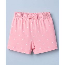 Babyhug Cotton Jersey Knit Mid Thigh Shorts With Floral & Heart Print Pack of 3 - Pink
