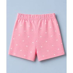 Babyhug Cotton Jersey Knit Mid Thigh Shorts With Floral & Heart Print Pack of 3 - Pink