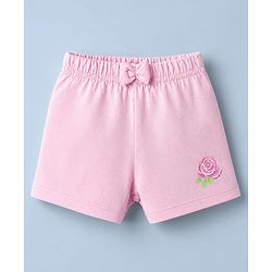 Babyhug Cotton Jersey Knit Mid Thigh Shorts With Floral & Heart Print Pack of 3 - Pink