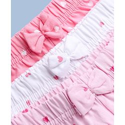 Babyhug 100% Cotton Jersey Knit Short with Heart Print in Pink & White Pack of 3