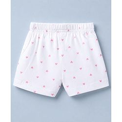 Babyhug 100% Cotton Jersey Knit Short with Heart Print in Pink & White Pack of 3