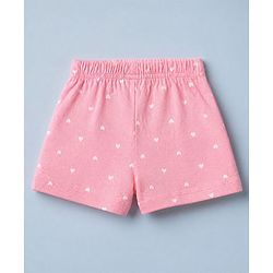 Babyhug 100% Cotton Jersey Knit Short with Heart Print in Pink & White Pack of 3
