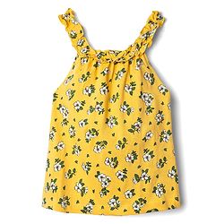 Babyhug 100% Cotton Single Jersey Knit Sleeveless Halter Neck Top & Shorts Set Floral Print - Yellow & Pink