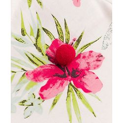 Babyhug Single Jersey Knit Half Sleeves Top & Pleated Skirt Set Floral Print - Off White & Red