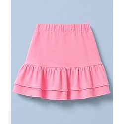 Babyhug 100% Cotton Single Jersey Knit Half Sleeves Top With Butterfly Print & Skirt - White & Pink