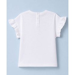 Babyhug 100% Cotton Single Jersey Knit Half Sleeves Top With Butterfly Print & Skirt - White & Pink