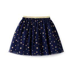 Babyhug Single Jersey Knit Full Sleeves Top & Skirt Set Star & Text Print - Pink & Navy Blue