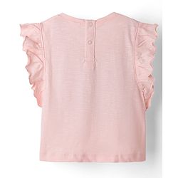 Babyhug 100% Cotton Single Jersey Knit Sleeveless Butterfly Printed & Sequinned Top & Skirt Set - Peach & Navy Blue
