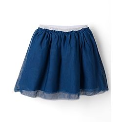 Babyhug 100% Cotton Single Jersey Knit Sleeveless Butterfly Printed & Sequinned Top & Skirt Set - Peach & Navy Blue