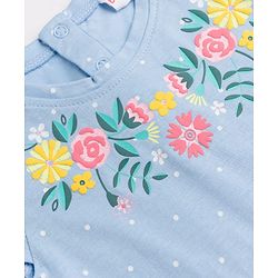 Babyhug Single Jersey Knit Half Sleeves Top & Skirt Set Floral Print - Pink & Blue