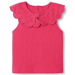 Babyhug Single Jersey Knit Sleeveless Schiffli Collar Ribbed Top & Floral Printed Layered Skirt Set - Red