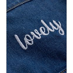 Babyhug 100% Cotton Single Jersey Knit Cap Sleeves Tropical Theme Printed & Lovely Embroidered Dungaree Set - White & Navy Blue