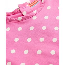Babyhug Single Jersey Knit Half Sleeves Polka Dots Printed T-Shirt & Denim Shorts Set - Pink