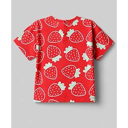 Babyhug Single Jersey Knit Half Sleeves Strawberry Printed Top & Skirt Set - Red & White