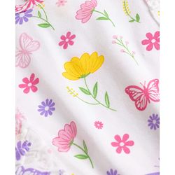 Babyhug Single Jersey Knit Sleeveless Floral & Butterfly Printed Top & Skirt Set - White & Navy Blue
