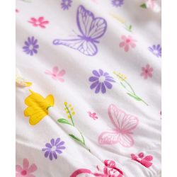 Babyhug Single Jersey Knit Sleeveless Floral & Butterfly Printed Top & Skirt Set - White & Navy Blue