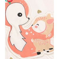 Babyhug 100% Cotton Single Jersey Knit Full Sleeves Top & Leggings With Hearts Print & Bow Applique - White & Red
