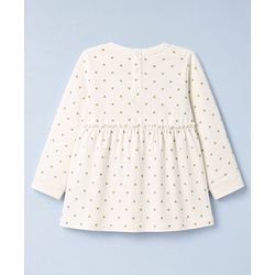 Babyhug 100% Cotton Single Jersey Knit Full Sleeves Top & Leggings With Hearts Print & Bow Applique - White & Red