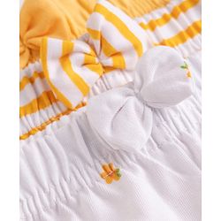 Babyhug 100% Cotton Jersey Knit Mid Thigh Striped Shorts With Floral Print Pack - White & Yellow